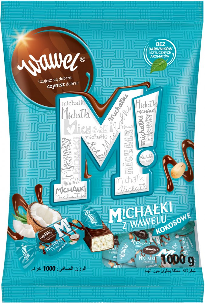Cukierki Michałki Wawel, kokosowy w deserowej czekoladzie, 1kg