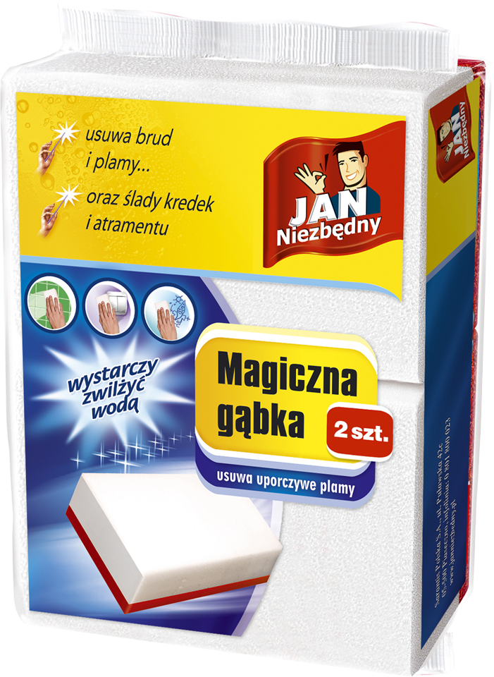 Gąbka magiczna Jan Niezbędny, 11x7x4cm, 2 sztuki, biały