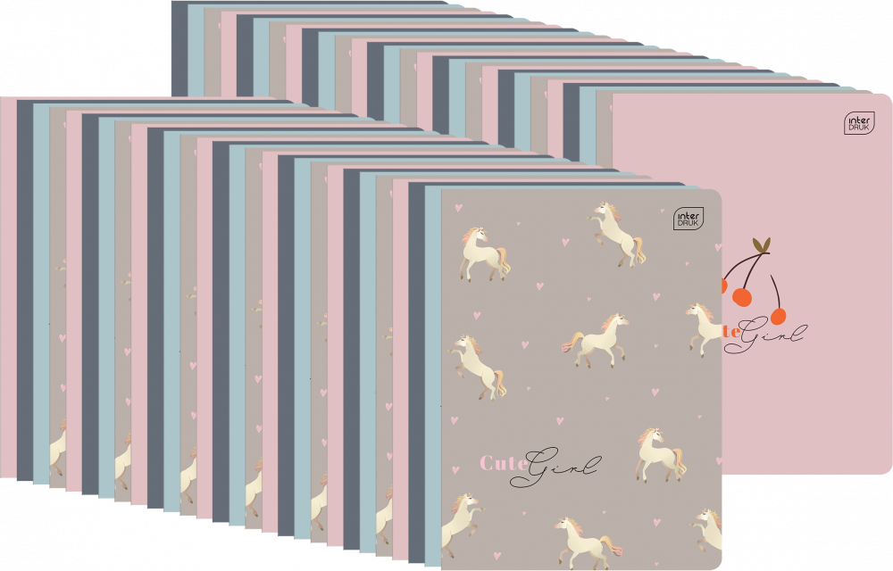 40x Zeszyt w kratkę Interdruk UV Girls, A5, 16 kartek, mix wzorów