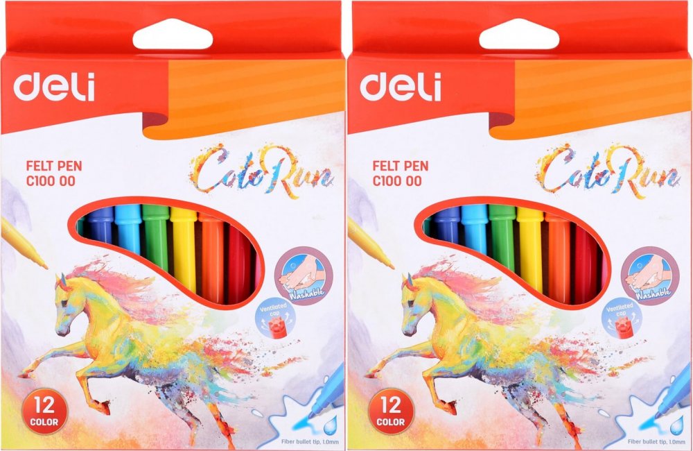 2x Mazaki Deli Colorun, okrągła, 1mm, 12 sztuk, mix kolorów