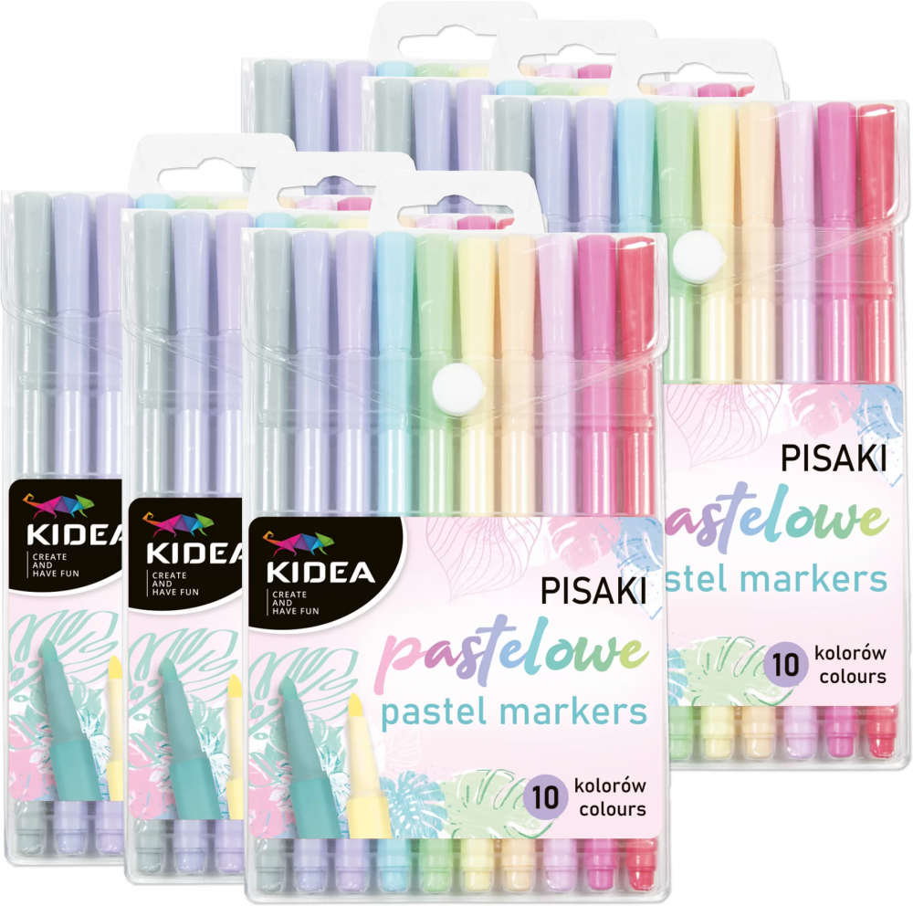6x Pisaki Kidea, 10 sztuk, mix kolorów pastelowych