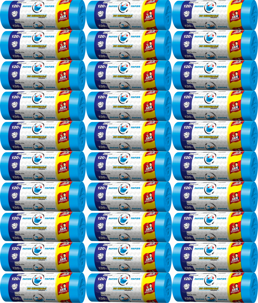 30x Worki na śmieci Jan Niezbędny, na papier, 120l, 10 sztuk, niebieski