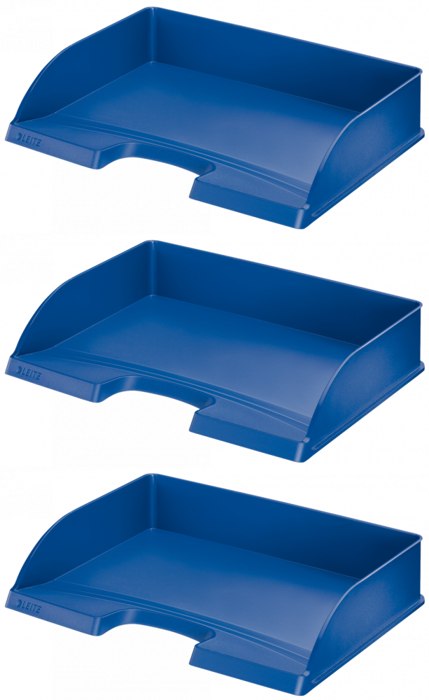 3x Półka na dokumenty Leitz Plus, długi bok otwarty, A4, plastikowa, niebieski