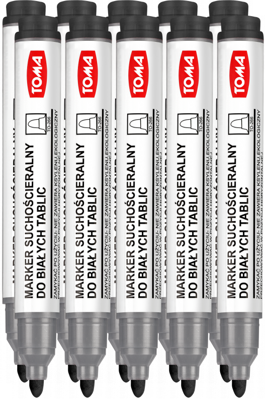 10x Marker suchościeralny Toma TO-266, okrągła, 2mm, czarny