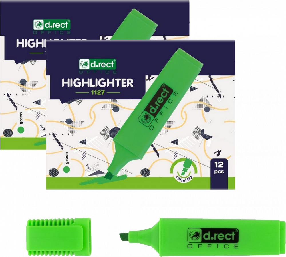 24x Zakreślacz D.Rect, 1127, ścięta, 5mm, zielony