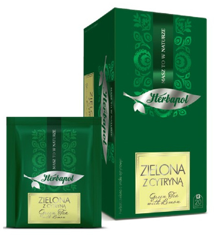 Herbata zielona w kopertach Herbapol Breakfast, z cytryną, 20 sztuk x 2g