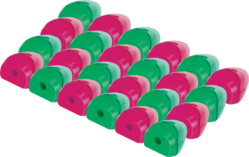 24x Temperówka z pojemnikiem Fiorello, plastik, 1 otwór, mix kolorów