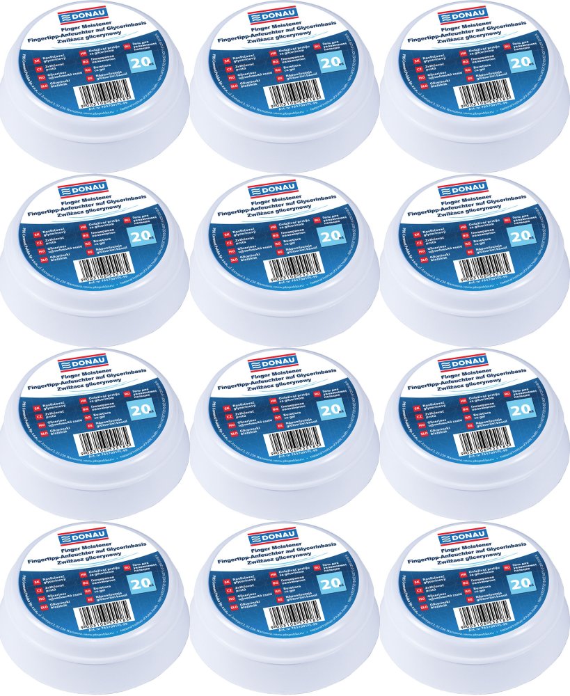 12x Nawilżacz do palców glicerynowy Donau, 20 ml, biały