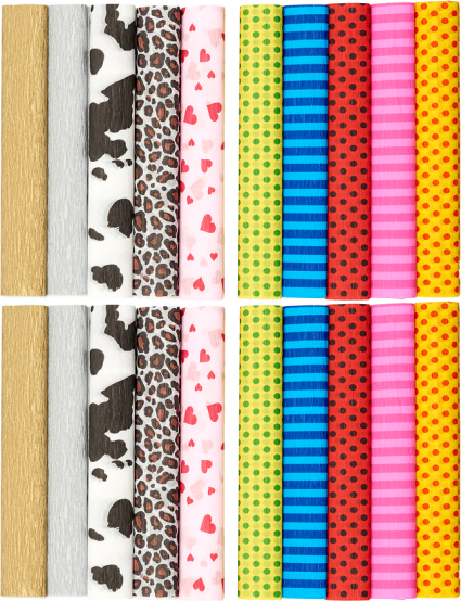 2x Bibuła marszczona TOP 2000 Creatino, 25x200cm, 10 sztuk, mały mix kolorów wzorzystych