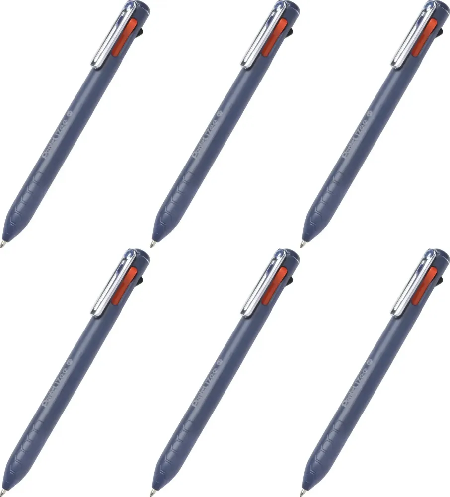 6x Długopis automatyczny Pentel iZee 4 w 1, 4 wkłady, 0.7mm, obudowa granatowa/ wkłady mix kolorów