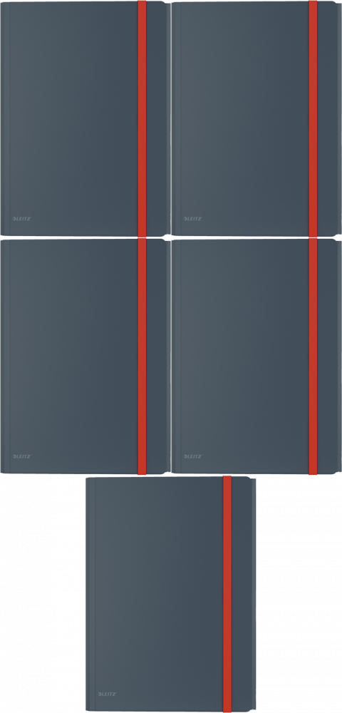 5x Teczka plastikowa z gumką i kieszonką Leitz Cosy, A4, 8mm, szary