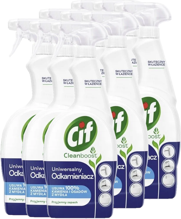 9x Płyn przeciw kamieniowi do łazienki Cif Power&Shine, z rozpylaczem, 0.75l