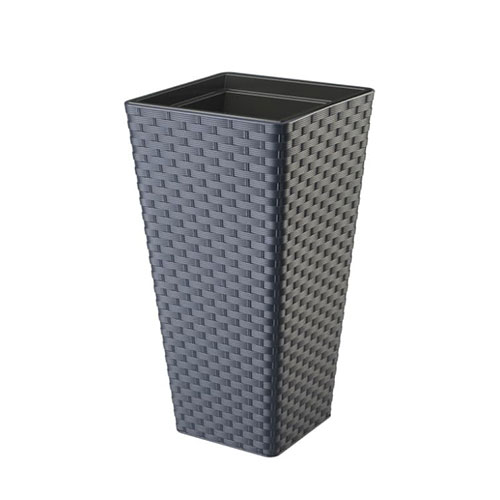 1 buc, Set de mască și ghiveci pătrat Ratan Slim, antracit, 30 cm - : Mod de ambalare: 1 buc