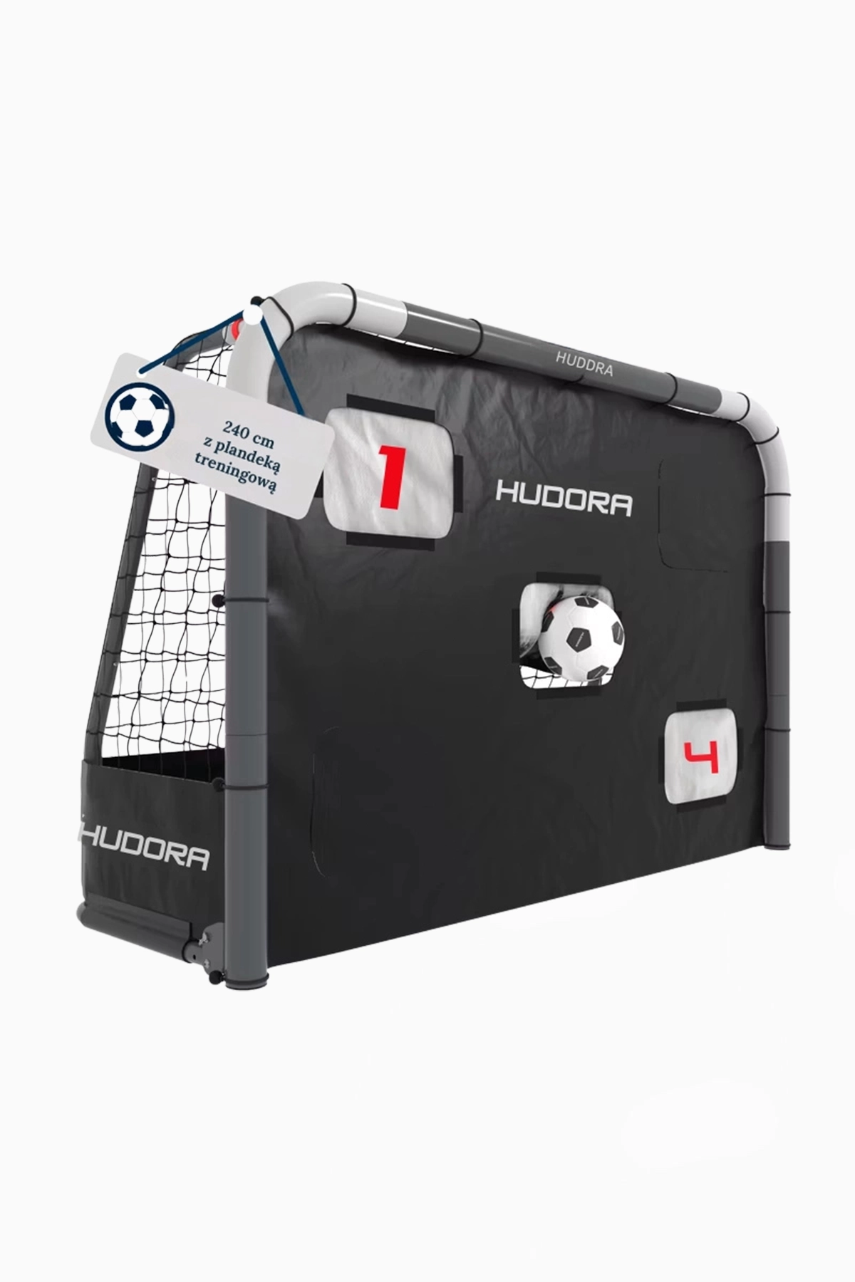 Bramka Hudora Roco (wym. 2,4 x 1,6 m) z plandeką treningową 1szt.