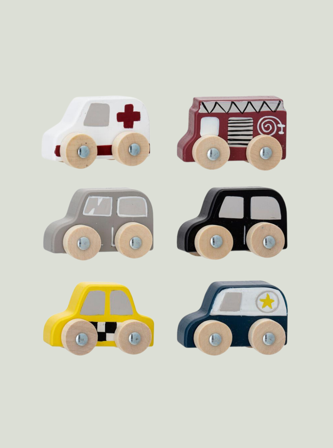 Zestaw drewnianych samochodzików Avin, szary Bloomingville MINI - 6 sztuk