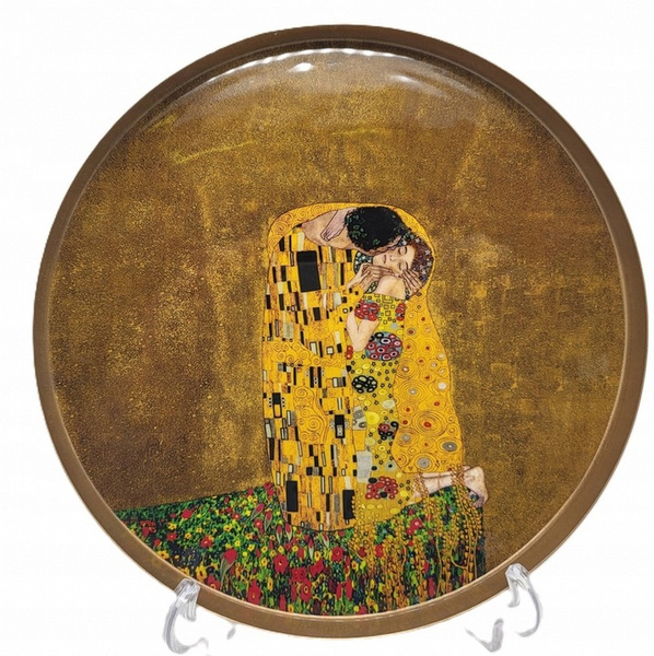 Patera KLIMT pocałunek taca kremowa fi 18cm