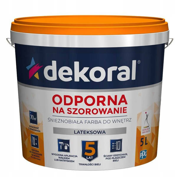 Farba lateksowa Dekoral Akrylit W 5L Śnieżnobiała