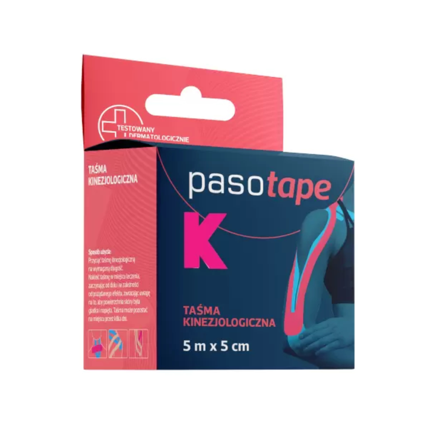 Pasotape - taśma kinezjologiczna 5 m x 5 cm różowa, 1 sztuka