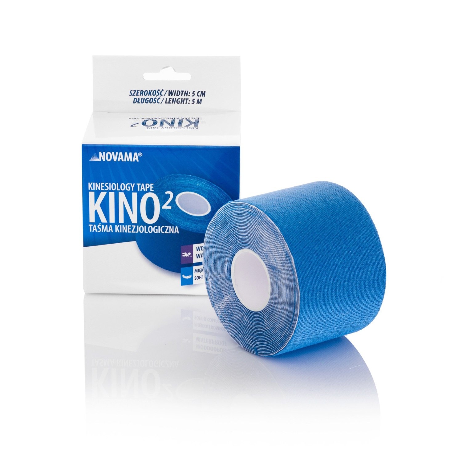 Novama kino2 royal blue - taśma kinezjologiczna, wodoodporna, miękka i komfortowa, 5 cm x 5 m, 1 sztuka