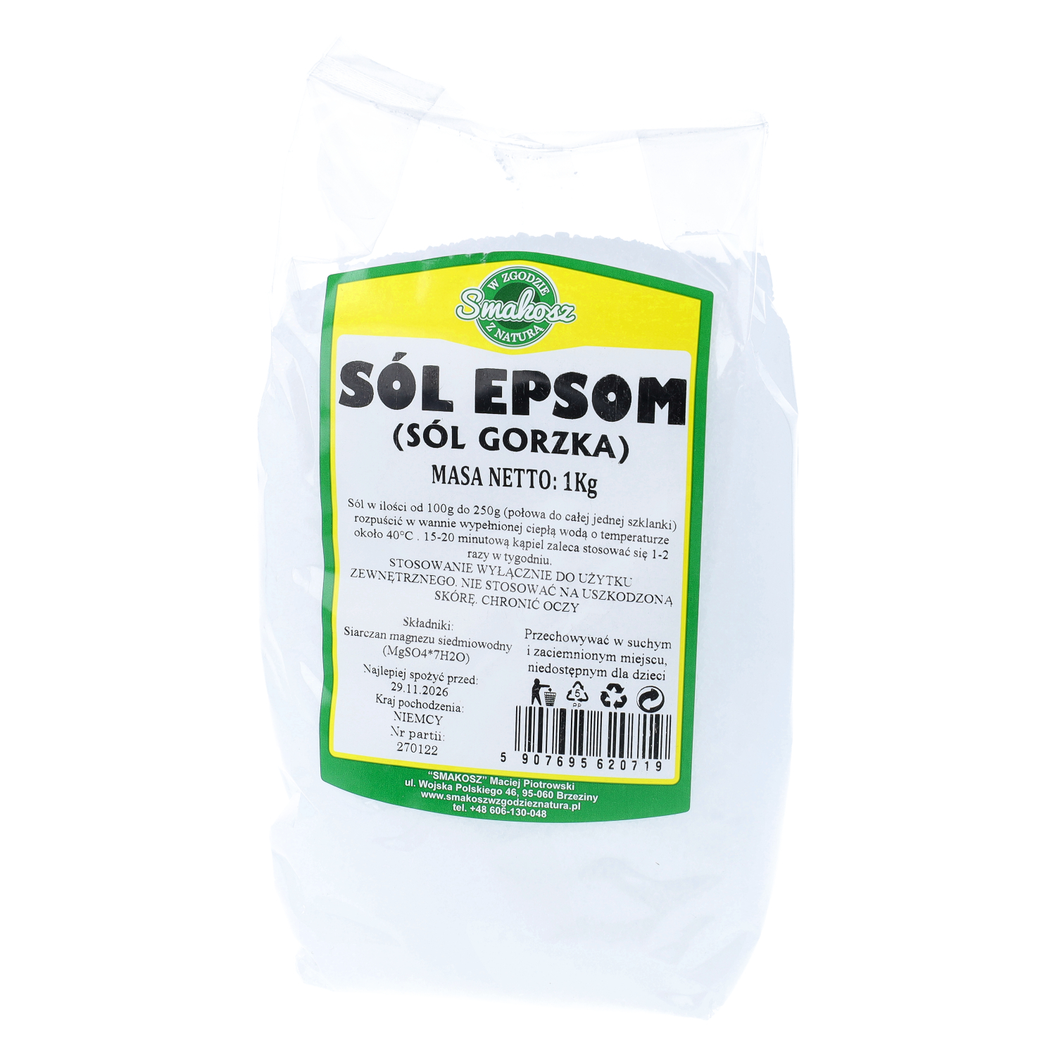 Epsom - sól oczyszczająca gorzka, 1 kg