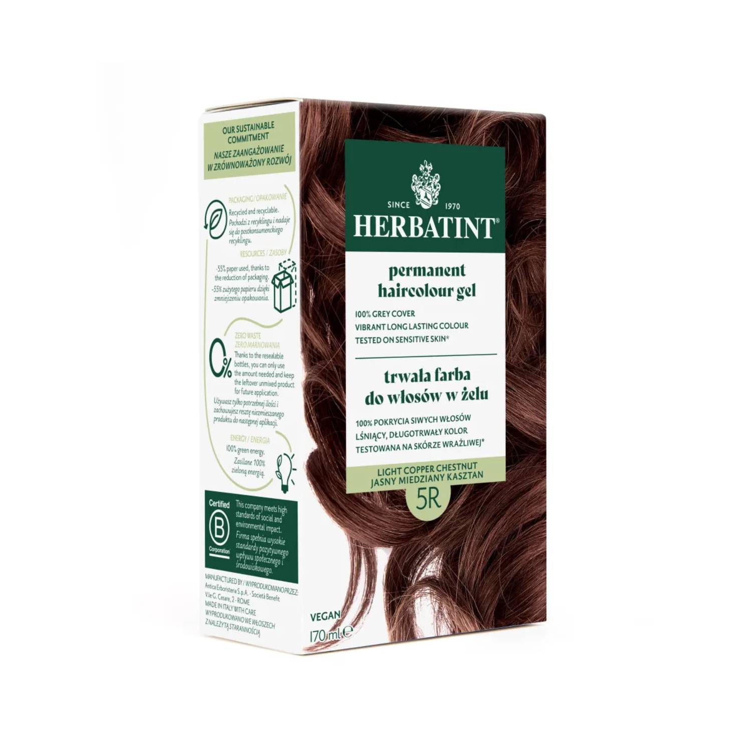 Herbatint - farba do włosów 5r, jasny miedziany kasztan, 170 ml