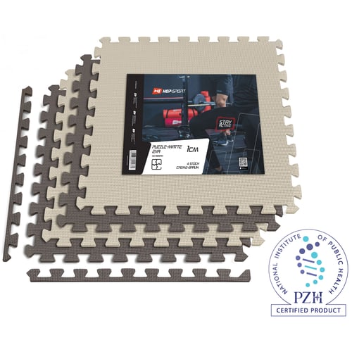 Tapis de protection fitness puzzle en mousse EVA 1 cm - 4 Pièces Marron/Beige