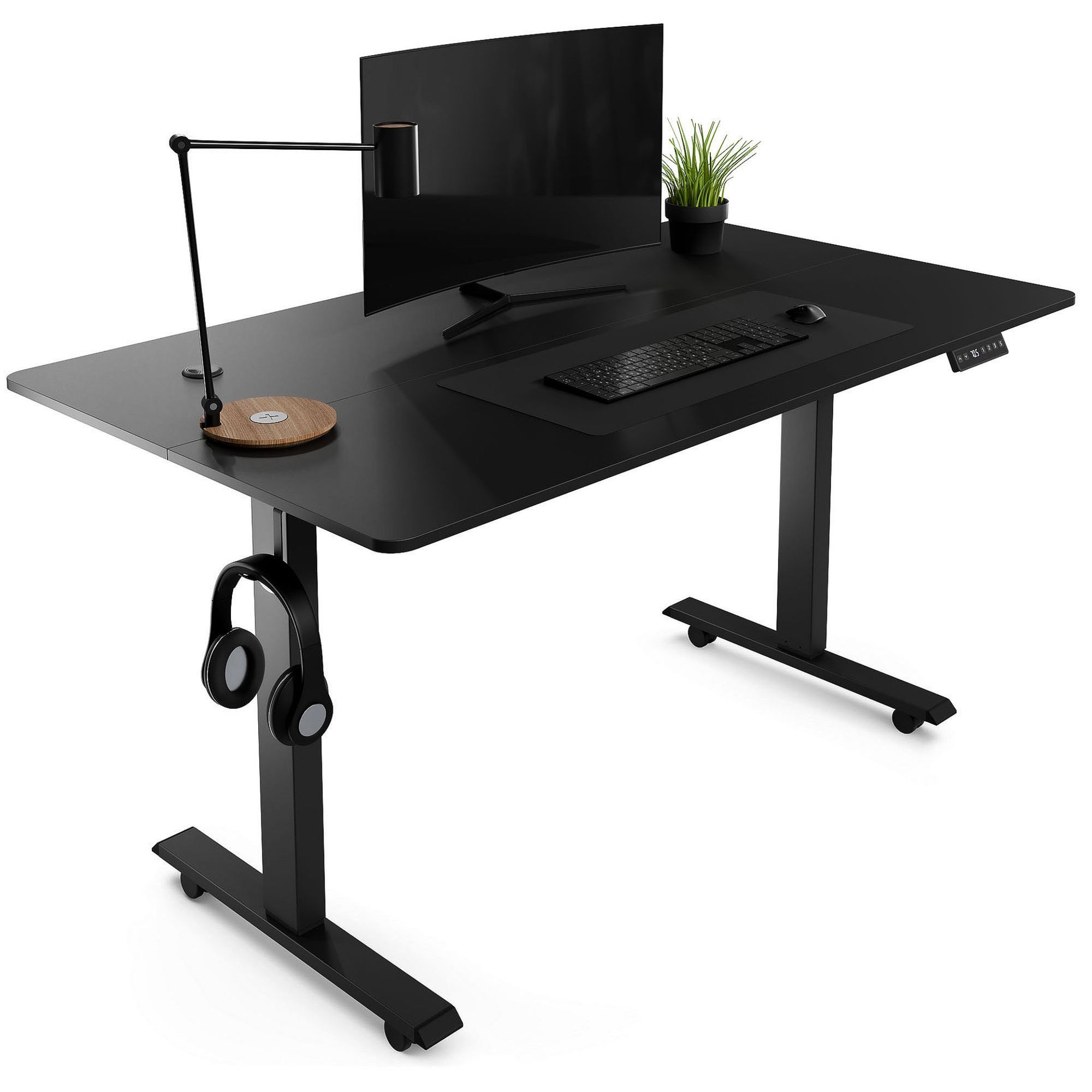 Höhenverstellbarer Schreibtisch Rapalo 140 x 80 cm - schwarz