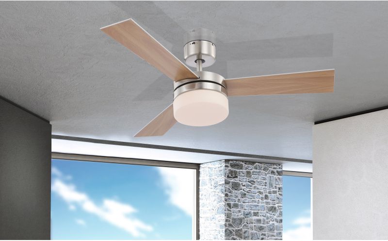 Globo Lighting Alana lampowentylator podsufitowy 2x40 W biała-chrom-drewno 0333