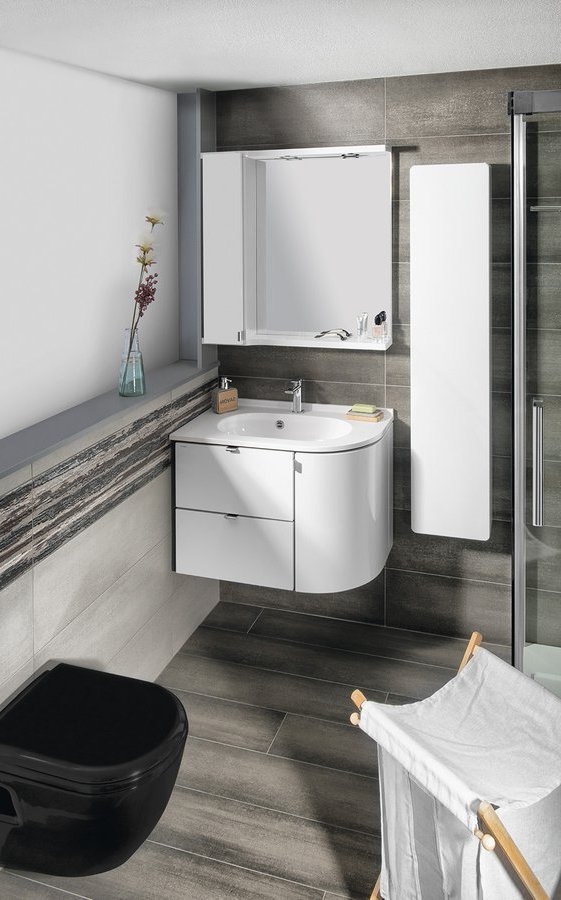 Sapho Pulse umywalka 75x45 cm ścienna asymetryczna lewa biała BM752