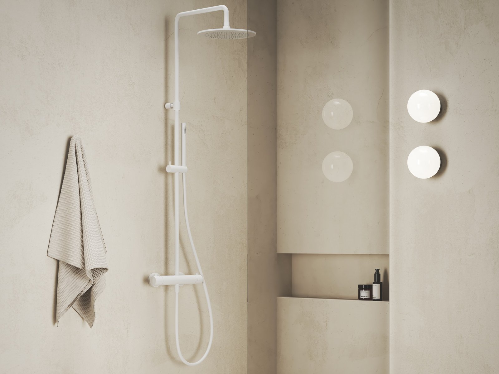 Ravak Espirit zestaw prysznicowy ścienny termostatyczny z deszczownicą biały X070495