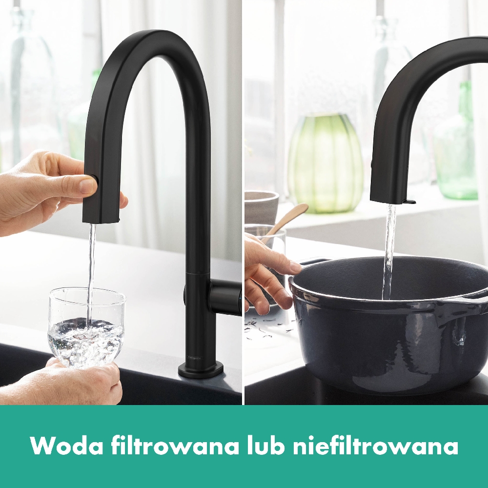 Hansgrohe Aqittura M91 FilterSystem bateria kuchenna stojąca z filtrem czarny mat 76801670