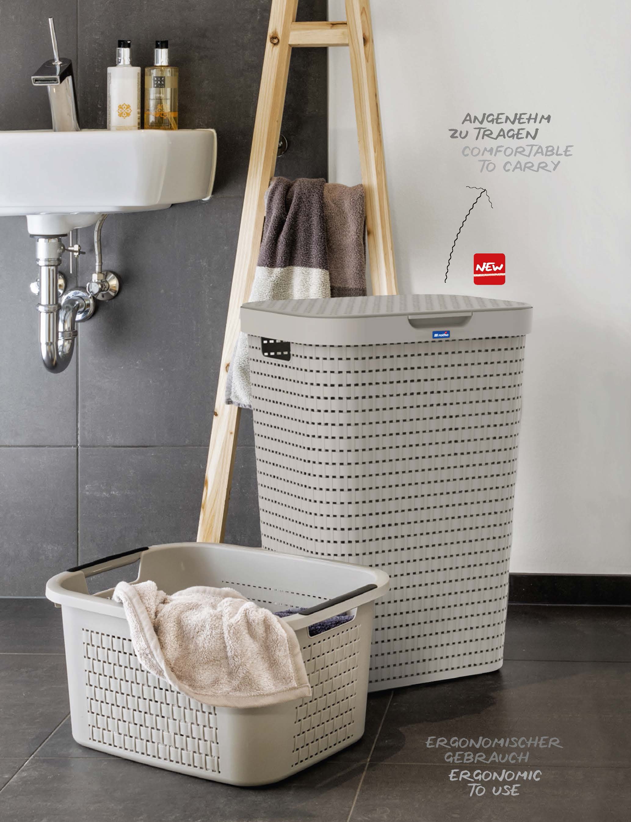 Rotho Country kosz na bieliznę i pranie 55 l biały 1032701100 - Wysyłka w 24h