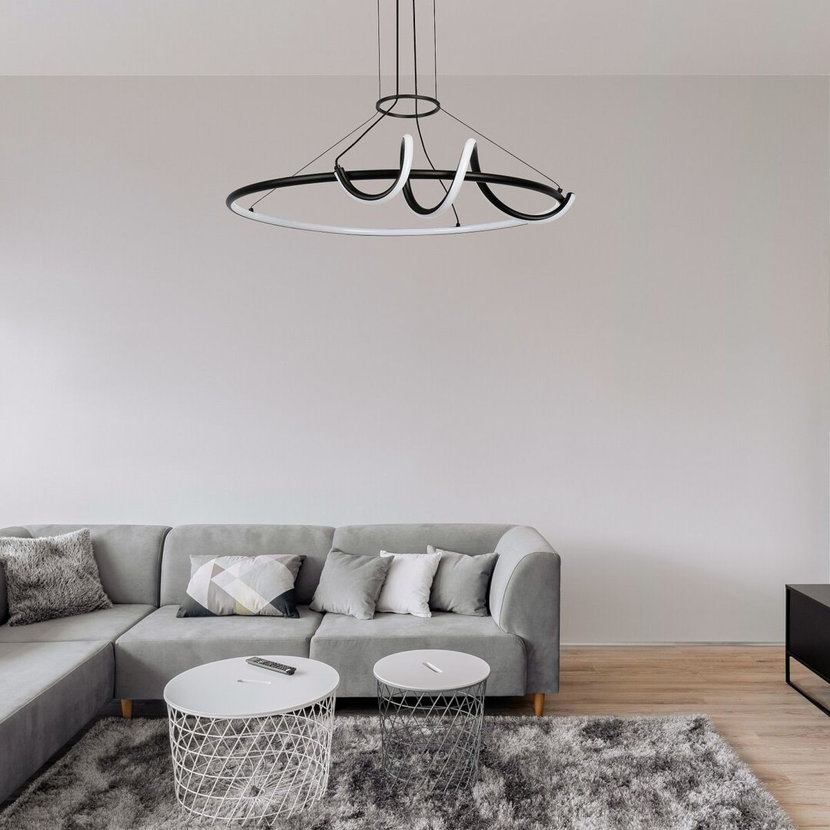 Rabalux Menazi inteligentna lampa wisząca 1x46 W biała-czarna 72022