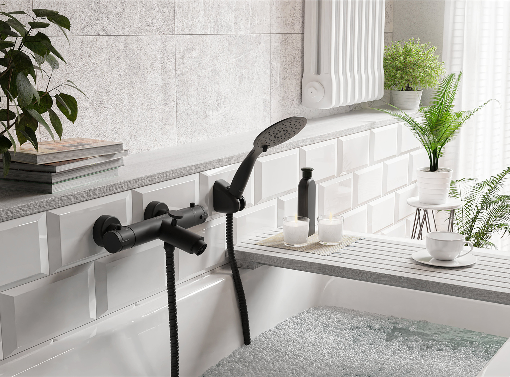 Laveo Termico bateria prysznicowa ścienna termostatyczna czarna BAT74TD