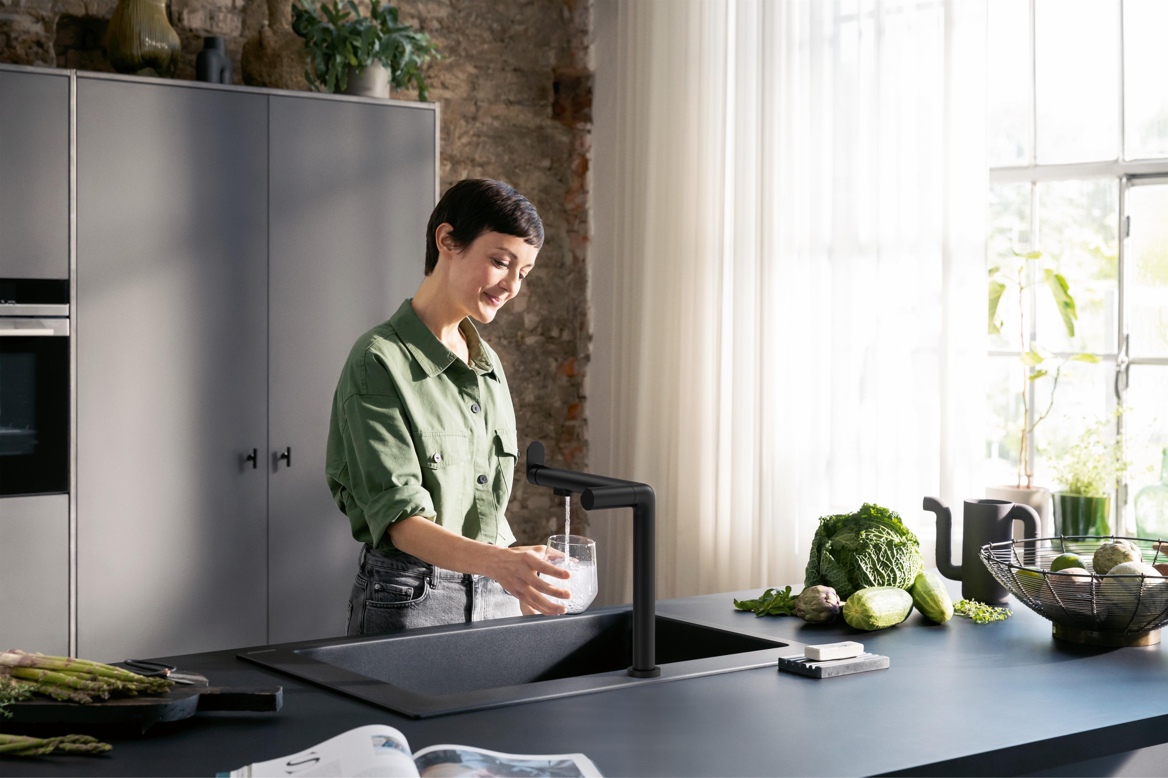 Hansgrohe Aqittura M91 bateria kuchenna z filtrem czarny mat 76837670