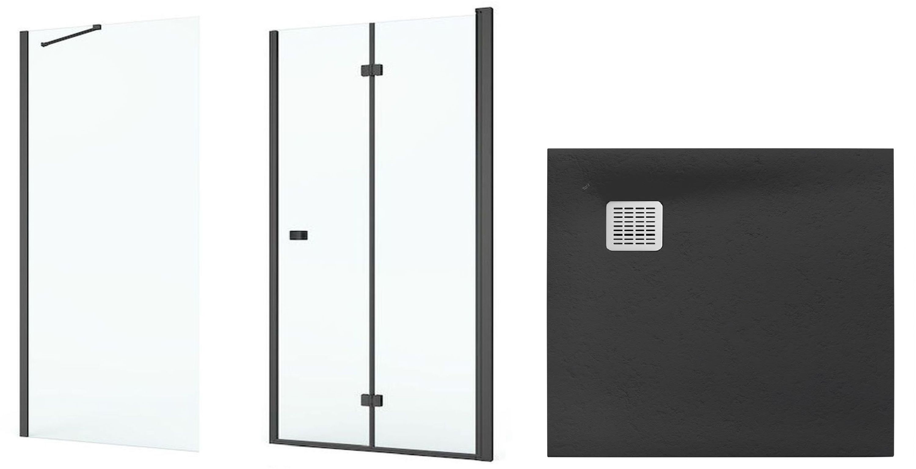 Zestaw Roca Capital kabina prysznicowa 80x80 cm kwadratowa MaxiClean z brodzikiem Terran onyks (AM4508016M, AM4408016M, AP10332032001640)