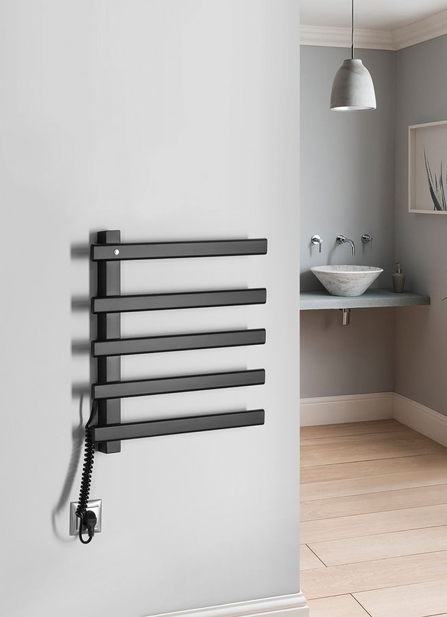 Sapho Elcor grzejnik łazienkowy 48x52 cm elektryczny czarny mat EB530
