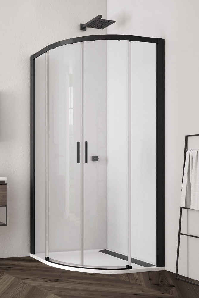 Ronal Top-Line S kabina prysznicowa 80 cm półokrągła czarny/szkło przezroczyste TLSR550800607