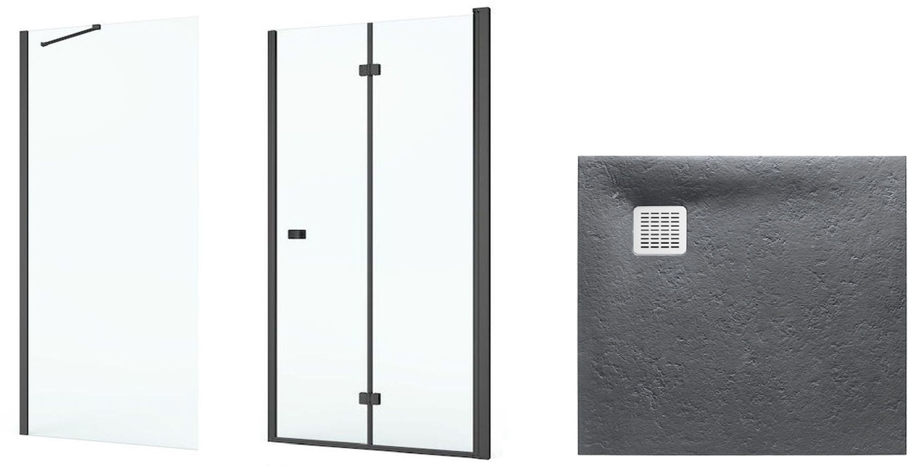 Zestaw Roca Capital kabina prysznicowa 80x80 cm kwadratowa MaxiClean z brodzikiem Terran szary łupek (AM4508016M, AM4408016M, ...