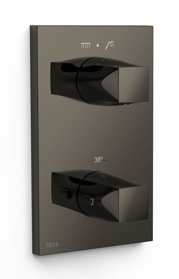 Tres Therm-Box bateria wannowo-prysznicowa podtynkowa termostatyczna czarny metalizowany 21125001KM