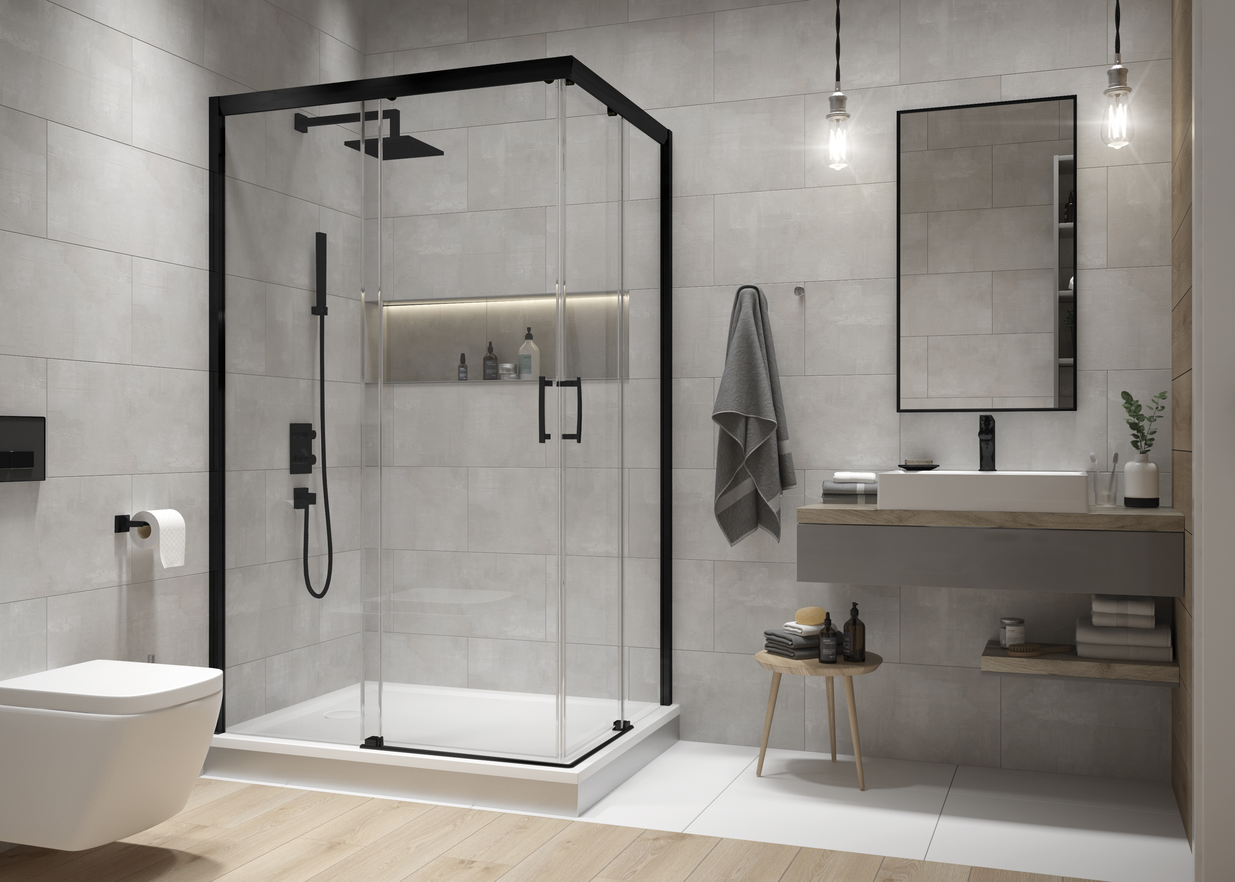 Sanplast Free Zone KN/Freezone-80 kabina prysznicowa 80x80 cm kwadratowa czarny mat/szkło przezroczyste 600-271-3500-59-401