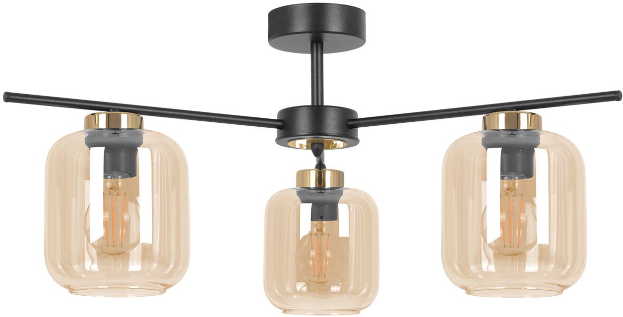 Kaja Iga lampa podsufitowa 3x15 W czarna-złota-bursztynowa K-5511