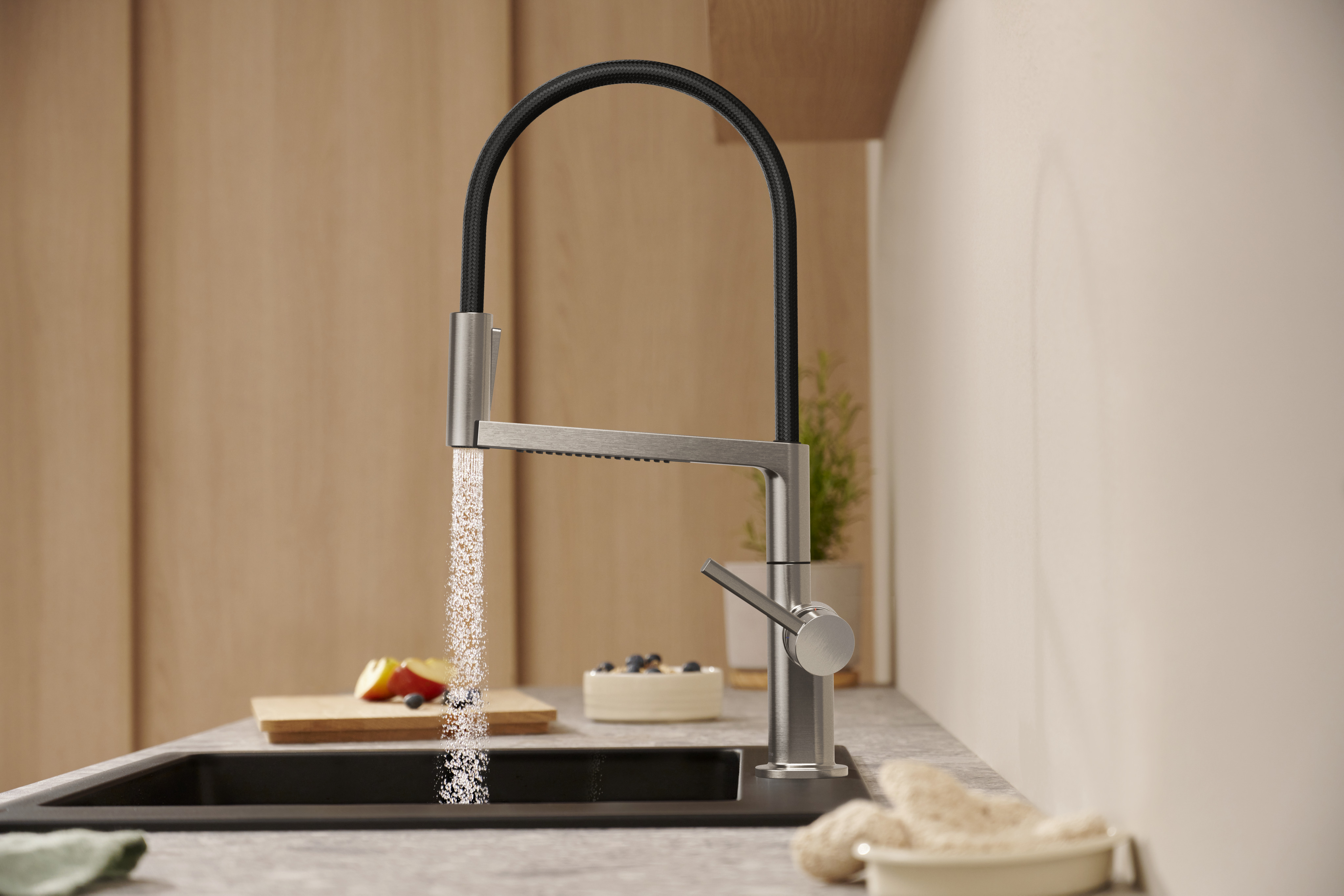 Hansgrohe Talis Select M54 PowderSpray bateria kuchenna stojąca stal 72861800