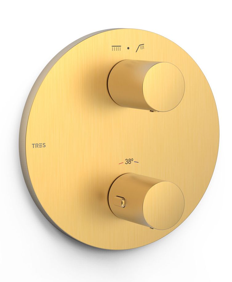 Tres Therm-Box bateria wannowo-prysznicowa podtynkowa termostatyczna złoty mat 24-K 26225001OM