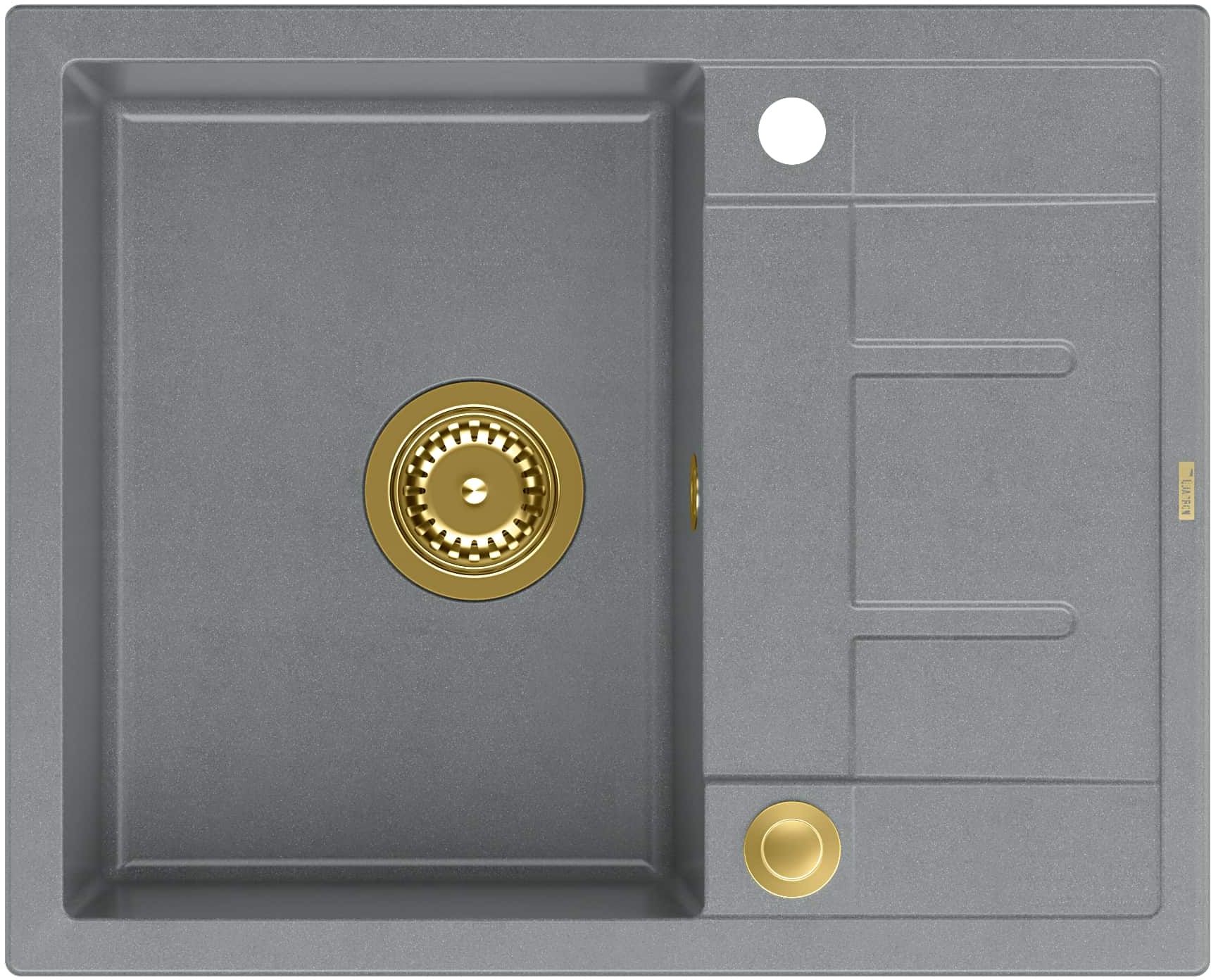 Quadron Morgan 116 zlewozmywak 62x50 cm GraniteQ wpuszczany silver stone/złoty HB8210U5-G1_P2O