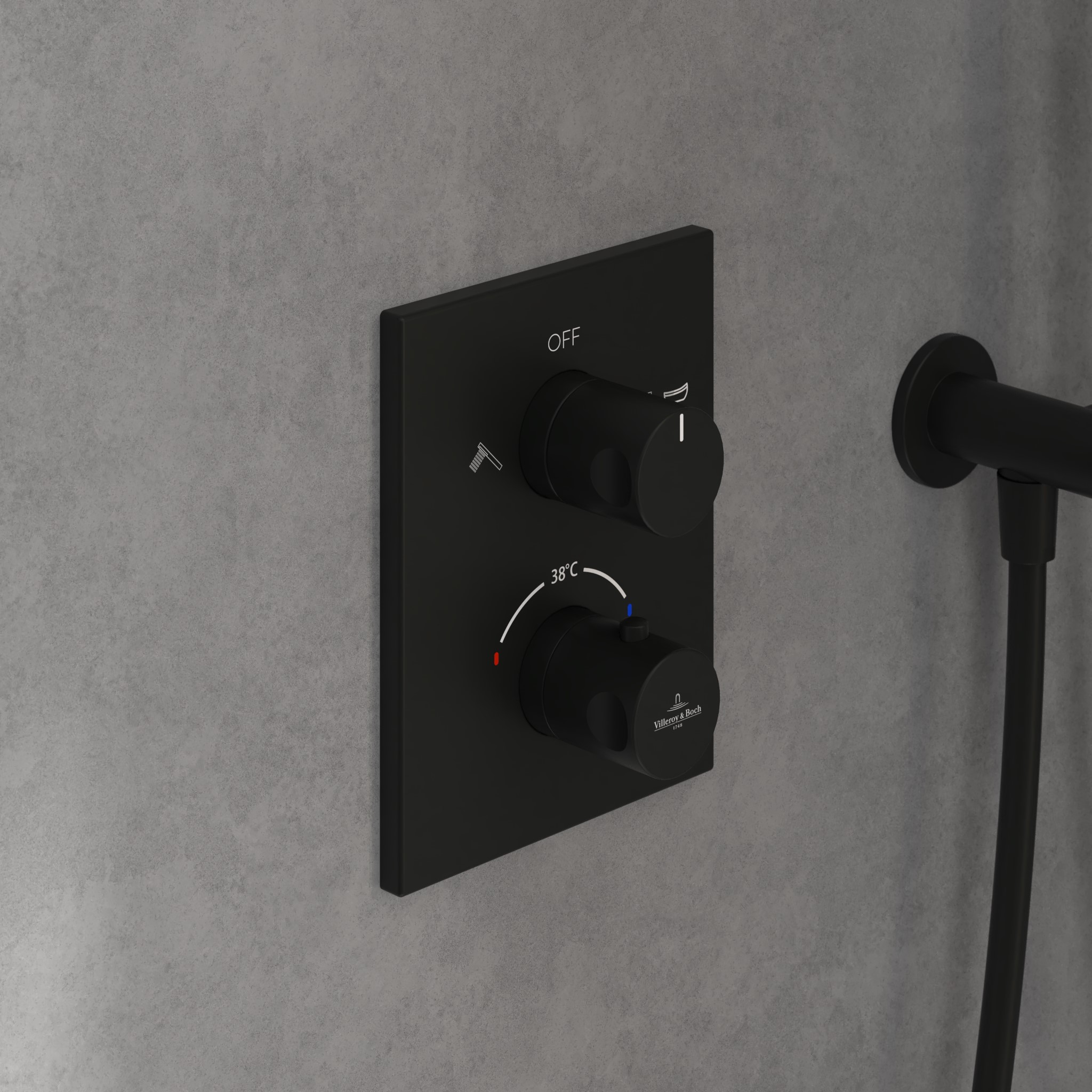 Villeroy & Boch Universal Taps & Fittings bateria wannowo-prysznicowa podtynkowa termostatyczna czarny mat TVD000653000K5