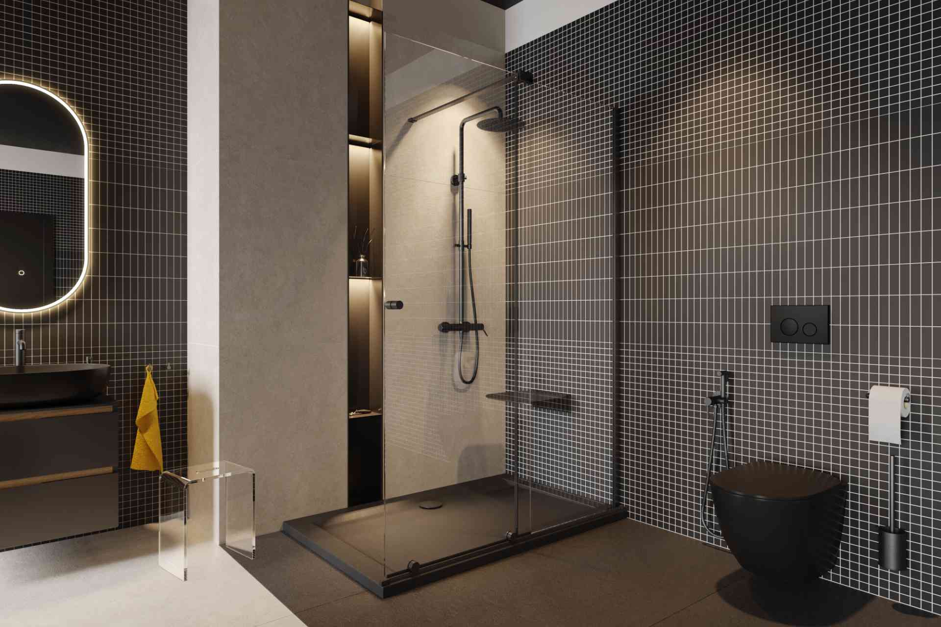 Excellent Pi zestaw prysznicowy ścienny z deszczownicą grafit szczotkowany AREX.1281AB