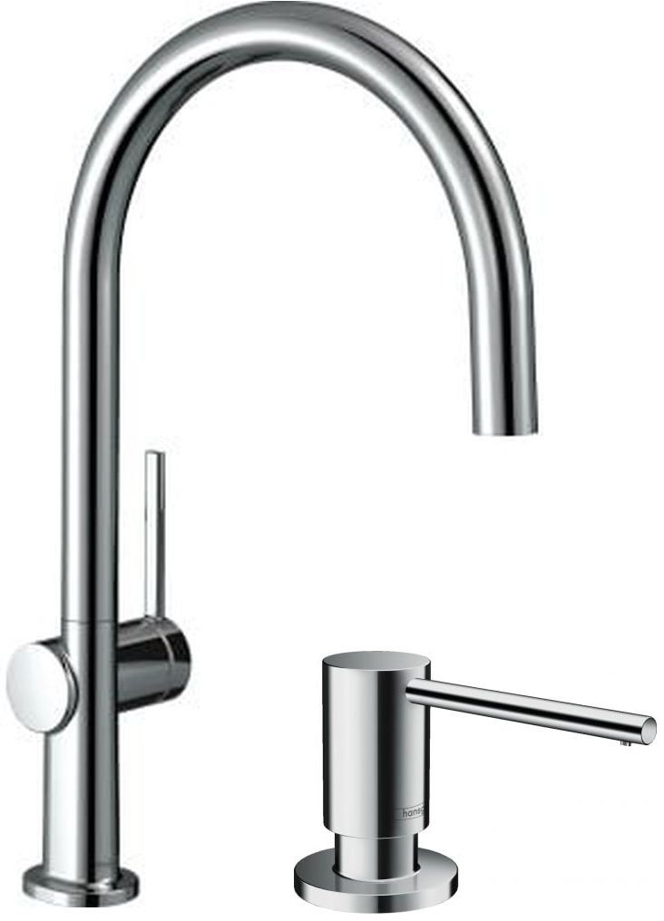Zestaw Hansgrohe Talis M54 bateria kuchenna stojąca EcoSmart z dozownikiem do płynów chrom (72843000, 40438000) - Wysyłka w 24h