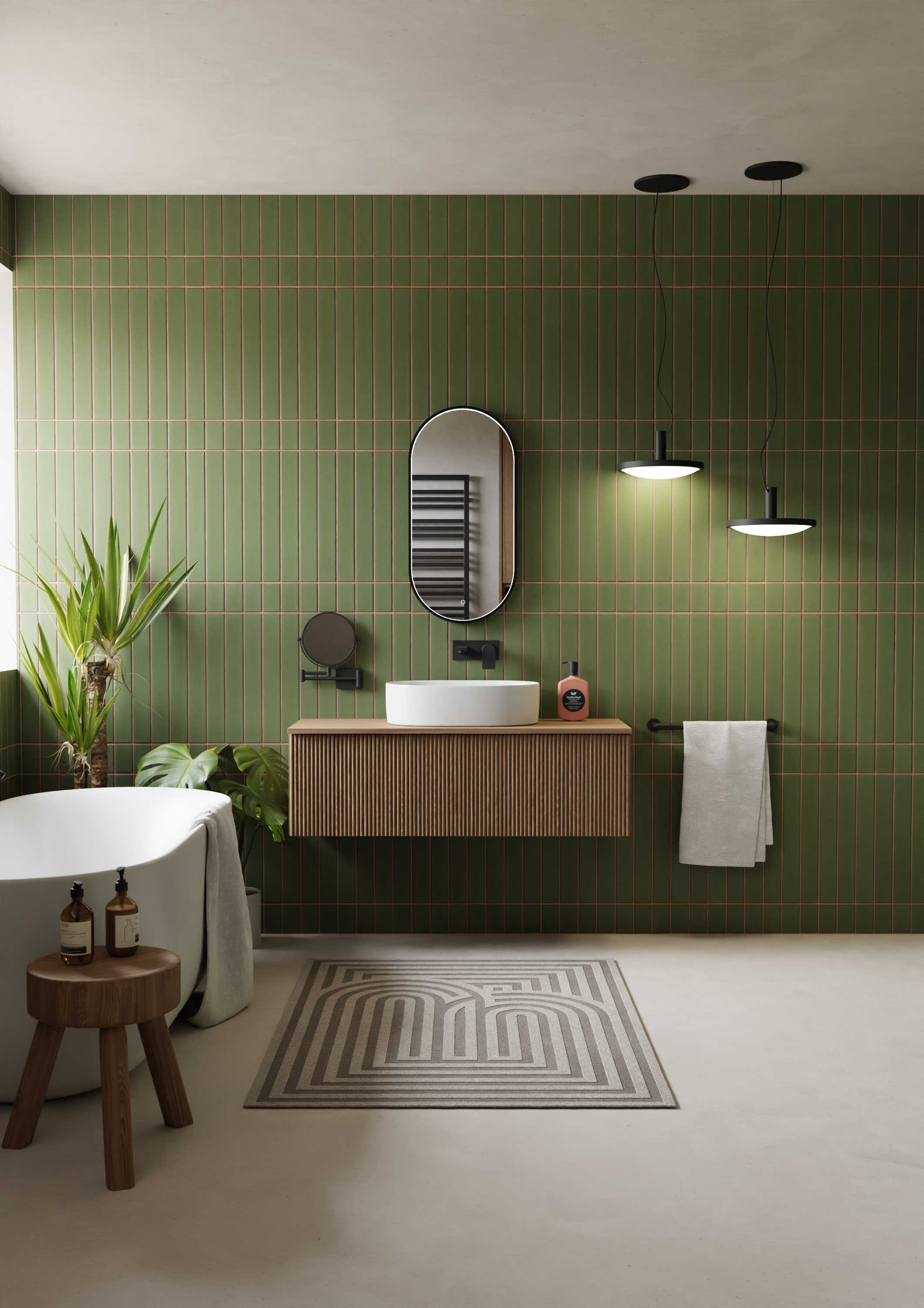 Dubiel Vitrum Loki lustro 40x80 cm owalne z oświetleniem czarny