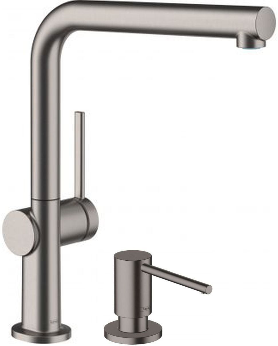 Zestaw Hansgrohe Talis M54 bateria kuchenna stojąca z dozownikiem do płynów A41 czarny chrom szczotkowany (72840340, 40438340)